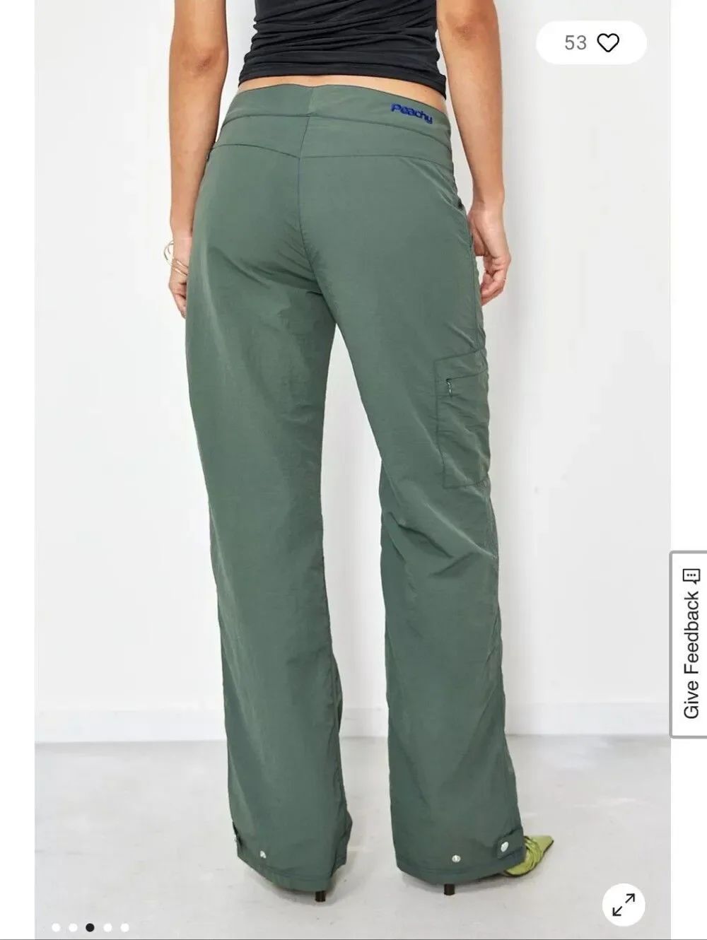 Peachy Den Nwt Slate Green The Fara Cargo Pants Size Medium — image 3 of 8